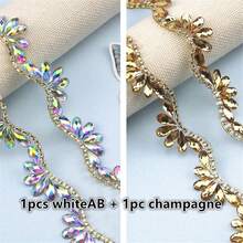 1pc Wave Shape Rhinestone Decorated Hot Melt Glue Decorative Trim, Wedding Dress & Veil Decoration Accessory - Multicolor - View 20