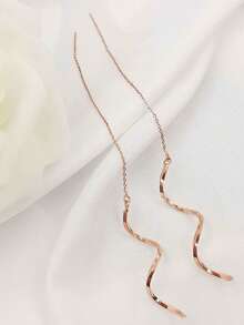 Gold Spiral Chain Earring 18k Gold Plated 925 Silver - Gold - View 4