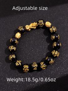 1 pieza Pulsera de cuentas de Pixiu, un accesorio de riqueza y prosperidad, única y versátil, ideal para uso diario y ocasiones de negocios, con un diseño extravagante y lujoso, una creación fascinante para los hombres