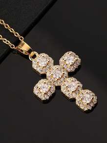 1 pieza Lujoso y exquisito collar de mujer de 10mm con diamantes de imitación brillantes, chapado en oro de 14K y resistente al agua, versátil