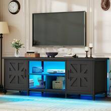 TV Stand For 70 Inch TV, Farmhouse Entertainment Center With Storage Cabinets And Shelves , TV Media Console For Living Room Decor - Xem 2