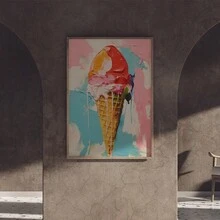 1 Pc Canvas Painting,Ice - Cream, Waffle Cone, Painting, Colors, Canvas ,Wood Framed Painting (1) Thickness 2.5 Cm/ 1 Inch-Home Decoration For All Occasions,Ideal New Year, Valentine's Day,Thanksgiving,Easter,Christmas Gift,Room Decoration Aesthetic,Wall Decoration Art,Perfect Gift,Autumn And Winter Wall Decoration,Living Room Decoration, Bedroom Decoration, Kitchen Decoration, Entry Decoration, Bathroom Decoration, Direct Wall Painting, High Quality Wall Painting Poster,Modern Home Decoration Stretched And Framed Ready To Hang - Multicolor - View 8