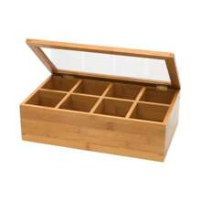 Boîte de rangement et organisateur de thé en bambou avec couvercle magnétique - fenêtre en acrylique transparent pour une vue facile - Récipient à thé en bois durable avec 8 compartiments réglables - Boîte de rangement multifonctionnelle au fini bois empilable pour sachets de thé