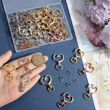 30/60 件心形旋转弹簧钩套装，金属弹簧按扣钥匙链龙虾扣，扁平开口环带链条和跳环，适用于钥匙链、挂绳、珠宝、DIY 工艺品