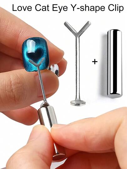 2 pezzi/set, Testa a Y + Magnete, Penna magnetica multifunzionale per arte di unghie a forma di Y con pietra magnetica per occhio di gatto, dedicata al salone di arte di unghie, per arte di unghie a occhio di gatto fai-da-te, magnete super forte, utilizzi multipli/facile da usare, forniture per unghie, strumenti per unghie, strumenti per arte di unghie, back to school, unghie, strumenti per unghie per unghie finte