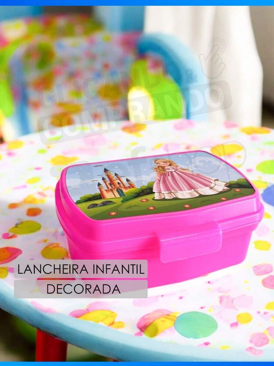 Plastic School Lunch Box For Children With Dividers And Locks - Princess - View 1