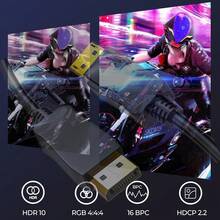 16K DisplayPort 线缆 DP2.1 线缆 DP1.4 240Hz 8K 4K 144Hz 165Hz DisplayPort 线缆适用于视频 PC 笔记本电脑电视 8K DisplayPort 线缆 - 黑色 - 查看 2