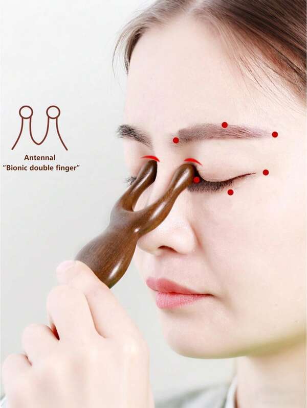 1 pieza Herramienta natural de madera para raspar y masajear la nariz, antiestática, herramienta de madera para raspar y masajear los ojos y la cara, herramienta de masaje facial manual, herramienta de masaje multiusos para meridianos y puntos de acupresión