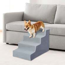 4-Step Anti-Slip Pet Stairs With Removable Washable Cover | Sturdy Support For Elderly & Smaller Pets - Gris - Ver 2