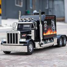 1pcs Simulation 1:24 Alloy Die-Cast Semi-Trailer Model, Three Sound Effects, Metal Body Truck Model, Suitable For Children Aged 3 And Above Toy Trailer, Birthday Gift - 彩色 - 查看 6