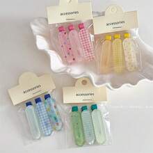 1 套果冻色格子发夹 - 甜美鸭嘴刘海侧夹 - 少女妆发夹头饰、发型、发饰、发饰 - 彩色 - 查看 1