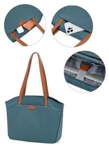 Floless Bolso de mano tipo tote para mujer, bolso de negocios para computadora portátil de 14 pulgadas, bolso de hombro casual con compartimento para computadora, bolso de gran capacidad con cremallera, bolso hobo de viaje y trabajo para mujer.