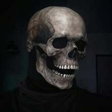 1pc Horror Skull Mask, Realistic Skeleton Mask Headwear, Trick Or Treat Decoration Mask, Movable Jaw Skeleton Mask Costume - Multicolor - View 5