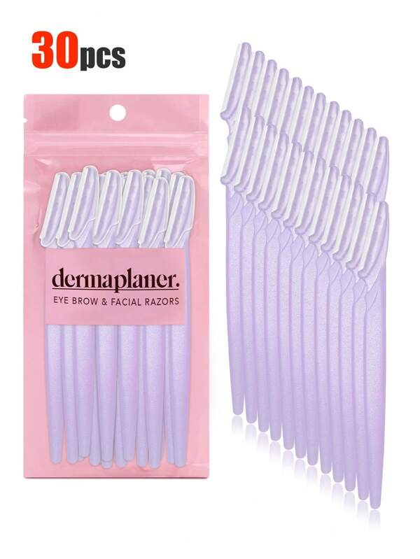 30er Set Augenbrauentrimmer, sicherer Augenbrauentrimmer, langstieliger sicherer Augenbrauentrimmer, Schönheitswerkzeug, zum Augenbrauentrimmen verwendbar, Rasierklinge, präziser Exfoliant Augenbrauentrimmer, Gesichtsrasierer, Augenbrauentrimmerklingen und Rasierer mit Schutzabdeckung, zum Entfernen von Gesichts- und Körperhaaren verwendbar, geeignet für Reisen, geeignet für Männer und Frauen, 1/3/6/12/24 Stücke.
