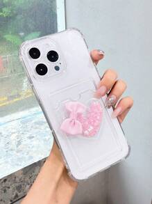 Herzförmige, strapazierfähige, transparente TPU Schutzhülle mit Kartenfächern, kompatibel mit I16, I16 Pro Max, I15, I15 Pro Max, 12 Pro Max, 13 Pro Max, 14 Pro Max, 13, 14, 11, 12 Pro, 14, XS, XR, 78P, 78GES2, A13 4G, A22, A21S, A51 4G