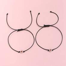 2pcs/Set Luminous Heart-Shaped Friendship Bracelet Jewelry Set, Gift For Couples & Friends - Bracelet Set - View 7