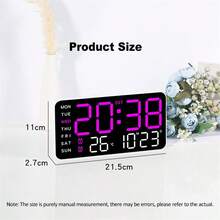 智能语音闹钟，USB 供电 LED 数字时钟，带温度和湿度、日期、双闹钟、亮度可调、12/24 小时格式 - 彩色 - 查看 5