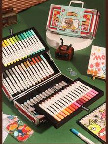 Mobee 新款亚克力马克笔，健康书写，12/24/36/48/60 色绘画马克笔，软笔尖，符合欧洲标准，儿童礼物，书写流畅，健康护理，适用于学校用品，返校 - 彩色 - 查看 6