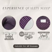 Delilah Polkadot 6-Piece Set, Fade & Wrinkle Resistant, 1500 Premium Hotel Quality Microfiber Deep Pocket Fitted Sheet Featuring Smart Pockets, Polkadot Sheet Set, King, Purple - 紫色 - 查看 6