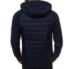 Chamarras Acolchadas para Hombre con Capucha – Estilo Bicolor y Moderno - Azul Marino - Ver 3