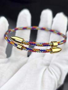 1 件 3 毫米不锈钢绳手链，彩色编织可调节友谊手链，专为女性设计，适合青少年、男士和女士，波西米亚风格珠宝 - 彩色 - 查看 4