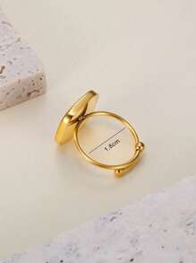 1 Stück eleganter, minimalistisch gestalteter quadratischer Druse-Perlen-Ring aus rostfreiem Stahl in verstellbarer Größe für Damen, Geschenk für die Verlobung