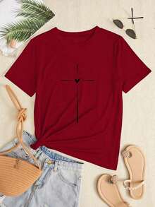 2026 Women's ClothesBamGleam Women's Slim-Fit Casual Short Sleeve T-Shirt With Cross Pattern For New Year ClothesLoose And Comfortablesummer Shirts - Màu vàng - Xem 9