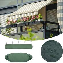 Patio Awning Cover, Patio Protective Roof, 420D Heavy-Duty Weatherproof Oxford, Protective Cover For Awnings, Dustproof, Waterproof, Anti-UV For Garden Outdoor Awning Roof - 綠色 - 查看 1