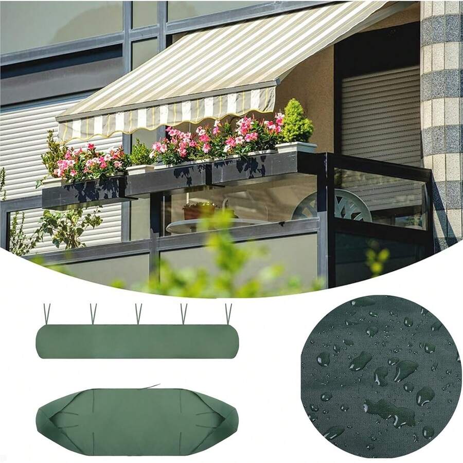 Patio Awning Cover, Patio Protective Roof, 420D Heavy-Duty Weatherproof Oxford, Protective Cover For Awnings, Dustproof, Waterproof, Anti-UV For Garden Outdoor Awning Roof - 綠色 - 查看 1