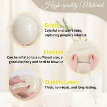 50pcs Cream White And Gold Balloons, Sand White Nude Gold Transparent Balloons, Metallic Champagne Gold Pearl White Sand Balloons, Ivory Beige Engagement Balloons, Neutral Bridal Gift Party Bohemian Decoration - Multicolor - View 4