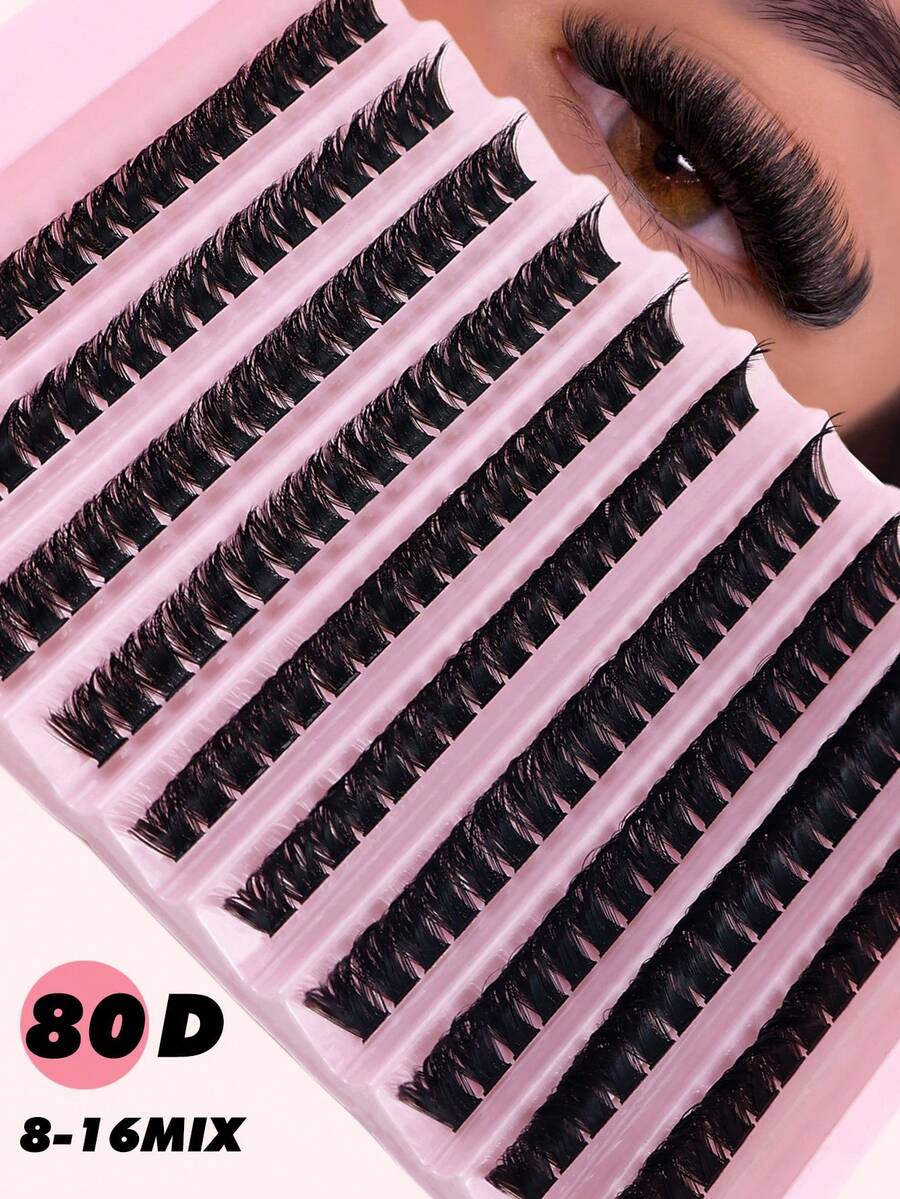 AUREZA 180片/900片假睫毛，80D卷翘度，8-16毫米混合长度，自然蓬松，0.07毫米轻盈可重复使用，适合节日、派对、万圣节、角色扮演等场合。