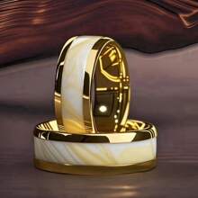 1 pieza de anillo de boda/compromiso de acero inoxidable de 8 mm de estilo bohemio para mujer con incrustación de patrón de granate rojo, cómodo, elegante y versátil, adecuado para fiestas, bodas y joyería de aniversario
