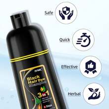 Black Hair Dye Shampoo 3 In 1 Hair Color Shampoo For Women & Men For Gray Hair Coverage For Instant Champu Para Canas Mujer - Black and White - View 9