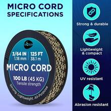 TECEUM Micro Paracord – 118 Mm X 125 Ft – Micro Utility Cord – Thin Braided Paracord Rope – Best Crafting, Projects, Fishing, Camping – Wind Chime – Survival Strong String - 迷彩 - 查看 8