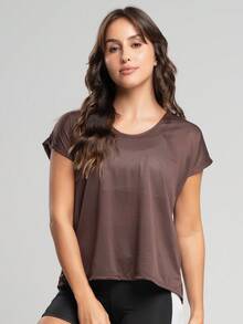 Women's Dry Top For Gym, Fitness And Walking - Rust Brown - View 2