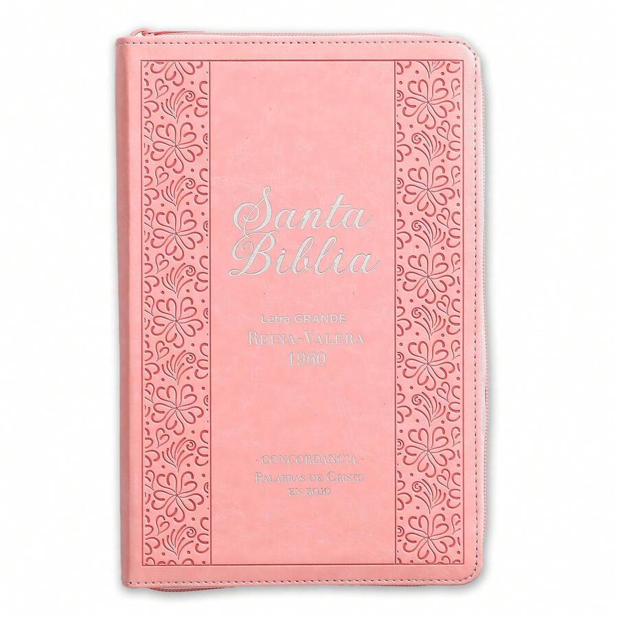 Biblia para mujeres con cierre, letra grande de 12 puntos, Reina-Valera 1960, imitación de rosa claro con índice - Libro único - Ver 1