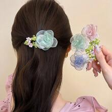 2 pezzi/1 paio di eleganti fermagli per capelli con fiori in pizzo, affascinanti fermagli per ciuffi laterali, bellissimi accessori per capelli per ragazze e donne, adatti per appuntamenti, regali di San Valentino, decorazioni di moda, accessori multifunzionali per uso quotidiano, delicati e diversi fermagli a forma di petali di ciliegio, adatti per essere indossati con centinaia di acconciature, adatti per l'uso quotidiano tutto l'anno, accessori estivi, viaggi, fermagli a pinza, fermagli per capelli, morsetti per capelli