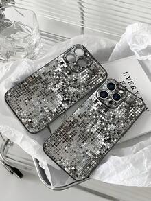 Mirror Disco Ball Pattern Straight Edge Black Matte Phone Case, Four-Corner Anti-Drop Camera Enhanced Protection, Prevent Wear And Tear, Comfortable Feel, Protective Buttons, Breathable Heat Dissipation, Dustproof, For Men And Women For IPhone X/11/12/13/14/15/16 Plus Promax Pro Series. - 黑色 - 查看 4