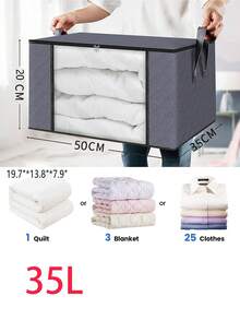 大容量收纳袋，可折叠衣物收纳盒，加固提手收纳盒，适用于收纳衣物、毯子、床上用品、枕头和玩具（灰色） - 大容量带提手收纳袋 - 卧室和衣橱整理收纳盒，多功能收纳盒，带提手的卧室衣橱衣物整理收纳盒，学习用品收纳袋 - 彩色 - 查看 16