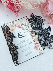 10 piezas/250g Tarjetas de invitación metálicas brillantes para boda, decoración de fiesta de cumpleaños, tarjetas de felicitación personalizadas con brillo (sin incluir tarjeta interior ni sobres)