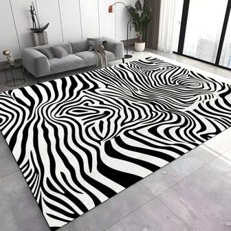 قطعة سجادة مبتكرة بطباعة شريط الزيبرا، بأسلوب منزلي شعبي أوروبي وأمريكي، مصنوعة من نسيج مخملي ذهبي بكثافة 650 غرام/م2، بقاعدة سيليكون مضادة للانزلاق، شكل مستطيل ناعم مضاد للانزلاق، مناسبة للتراس والتخييم والمدخل والصالة والنوم وغرفة الألعاب، قابلة للغسيل بالآلة طوال العام، سجادة حجم كبير لديكور المنزل