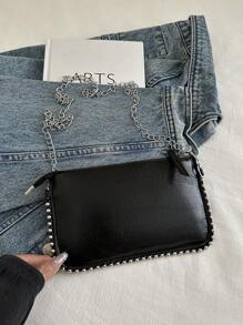 Bolso sobre agrietado, nuevo bolso de hombro de moda y Charm para dama, bolso cruzado popular con cuentas, elegante bolso de imitación de perla