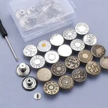 20 Pcs Jeans Buttons Replacement 17mm No Sewing Metal Button Repair Kit Nailless Removable Jean Buttons Replacement Combo Valentines Wedding, Birthday, Buttons, Sewing, Sewing Supplies, Sewing Accessories, Craft Supplies, DIY, Crafts For Adults - 混合 - 查看 6