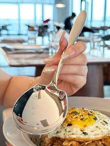 1pc/2pcsStainless Steel Dessert Spoon Suitable For Cke Ice Cream 1 Large Spoon Long Handle Service Spoon Cutlery Set Suitable For Dessert Tea Appetizers Silverware Set Suitable For Home Kitchen Dining Room - Bạc 1 cái - Xem 1