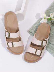 Girl's Fashionable Versatile Slip-On Mules For Autumn - Beige - View 5