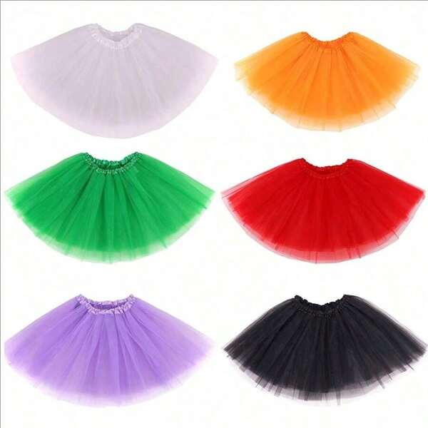 1pc 30cm Tutu Skirt Lined With Mesh Princess Puffy Skirt Cosplay Skirt Tutu Chiffon Dress Birthday Party Role-Playing Dress Chiffon Dress Halloween