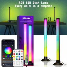 NBBUFF Thanh đèn RGB 2 chiếc cho máy tính, đồng bộ nhạc thông minh, đèn LED RGB IC có ứng dụng và điều khiển từ xa, đèn chiếu sáng xung quanh dùng nguồn USB, đèn nền TV chơi game đổi màu, cho màn hình máy tính để bàn - Ánh sáng bầu không khí máy tính để bàn - Xem 2