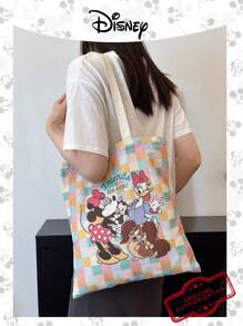 Disney 1 bolso de lona con diseño de Mickey/Winnie the Pooh/Goofy/Pluto/Minnie/Donald Duck/Daisy, bolso de hombro casual de playa, de gran capacidad y reutilizable para compras, con estampado floral para mujer, ideal para uso diario, salidas, compras o vuelta al colegio