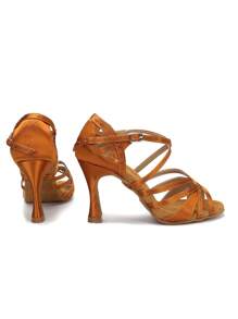 1 Pair High Quality Ladies' Bronze Latin Dance Shoes, Soft Satin Sole Salsa Tango Jazz Ballroom Dance Shoes With 9cm Heel, Professional Competition & Practice Shoes
