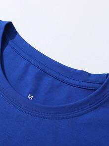 Personalized Jersey T-Shirt For Men, Input Your Lucky Number, Input Your Name/Team Name/Text, Choose Your Preferred Text Color, Customized Jersey Number, Holiday Gift, Anniversary Gift, Company Team Building Uniform, Music Festival, Gift For Him, Spring/Summer Men's Round Neck Short Sleeve T-Shirt, Party - Navy Blue - View 6